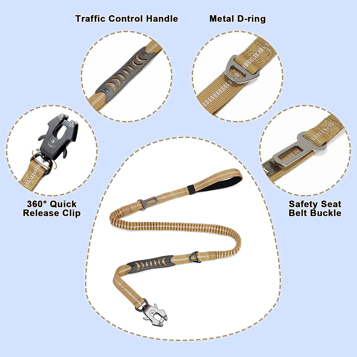SafeTrek™ Extended Heavy Duty Bungee Leash & Car Seatbelt Buckle
