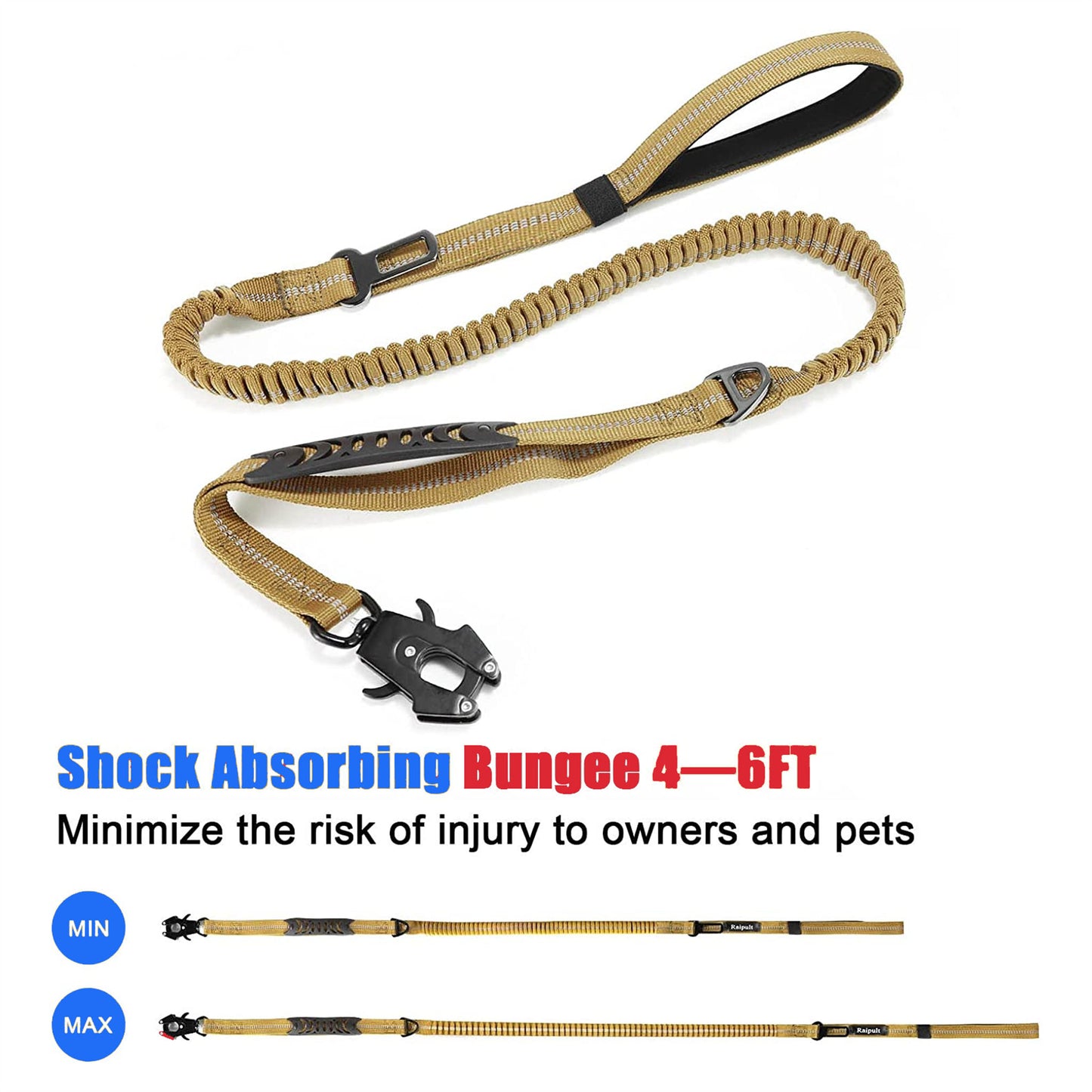SafeTrek™ Extended Heavy Duty Bungee Leash & Car Seatbelt Buckle
